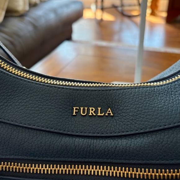 GORGEOUS Furla Slate Blue Ginevra Hobo Bag - COA incl - Video best shows color. - Picture 12 of 16